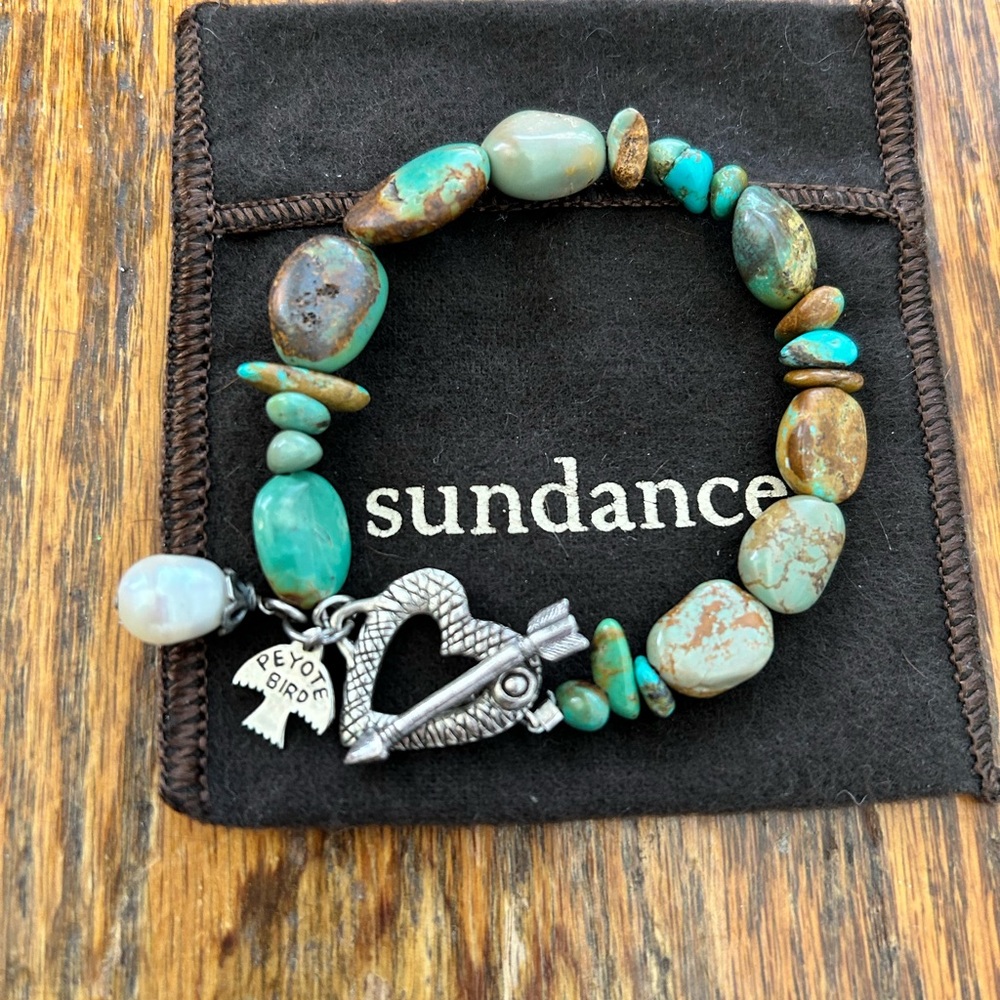 Sundance Peyote Bird Turquoise and Sterling Silver Bracelet